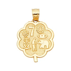 14K Tri Color Gold Lucky Pendant - Picture 1 of 4