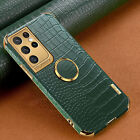 Crocodile Leather Shockproof Ring Case For Samsung S21 Plus S20 S10 Note 20/10