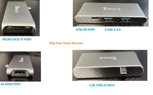 Type USB-C Multiport Adapter Hub with 4K HDMI,2 USB-3.0,87W PD,Micro SD,TF Ports - Picture 1 of 1