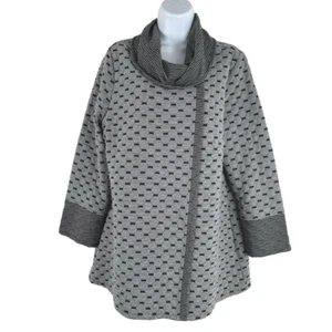 Habitat Pullover Oberteil Large Wasserfallausschnitt grau schwarz abstrakt geometrisch TP-2880 - Bild 1 von 10