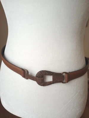 Chico's Sm/Med (38 Waist) Rose Gold Metallic Genuine Leather Belt - Image 1 of 4