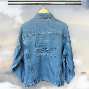 Jean Jacket C-17 Globemaster McDonnell Douglas Boeing Denim Blue CLEAN EUC-Large - Picture 1 of 23