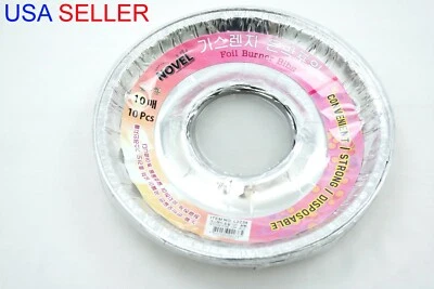Revestimientos de quemador de papel de aluminio redondo desechables para estufa de gas baberos quemador de papel de aluminio de 8,5" Foto 1 de 4