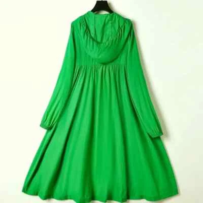 Lady Hooded Midi Jacket Sun Shirt Zip Windbreaker Dust Coat Beach Summer Jacket - image 1 of 4