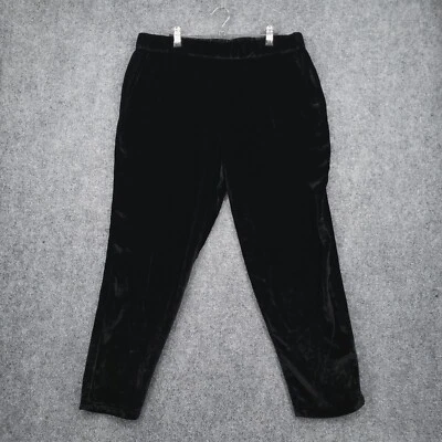 Tommy Bahama Pants Womens Large Black Velvet Pull On Ankle High Rise Silk Blend - Image 1 of 4