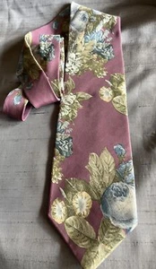Karl Lagerfeld Men's Tie Pure Silk  Floral Print Neck Designer Vintage Made USA - Picture 1 of 6
