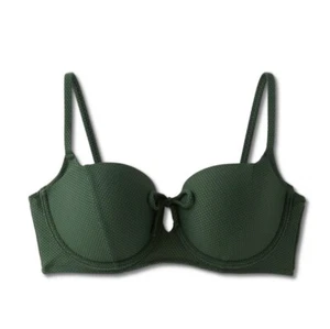 Top de bikini Shade & Shore Light Lift con textura de piqué y ojo de cerradura frontal 34D - Imagen 1 de 11