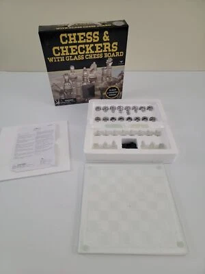 Cardinal Chess & Checkers With Glass Chess Board and Frosted Pieces Open Box NEW - Image 1 of 4