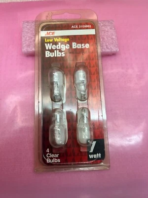 Low Voltage Wedge Base Bulbs 7 Watts 12 Volts, Stored 4 Pack, Ace Fast Ship - Image 1 of 3