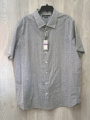 NEW Perry Ellis Stretch Men's Shadow Circle Stretch Button Down Shirt 2XL Navy - Image 1 of 3