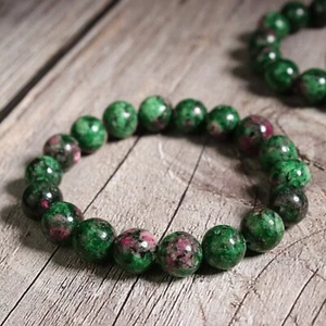 Natural Gemstone Ruby in Zoisite 8mm Beaded Healing Chakra Yoga Bracelet Gift - Picture 1 of 6