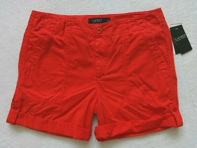 Ralph Lauren Shorts Women's Size 10 Orange Red Cotton Twill Cuffed - Image 1 of 4