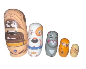 Wooden Nesting Russian Dolls 6 Pc Set Dogs Matryoshka Babushka Decor Gift - Picture 1 of 9