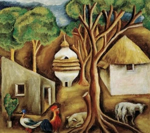 Granary 1942 : María Izquierdo – Mexican Modernist Rural Village Art Print - Picture 1 of 2