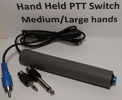 RADIODAN Hand Held PTT SWITCH EASY w/ 3.5 mm 1/8 1/4 RCA momentary latched LARGE HANDS