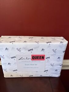 NEW London Kaye QUEEN Size Soft Sheet Set Dragonfly Microfiber 100%-NWT