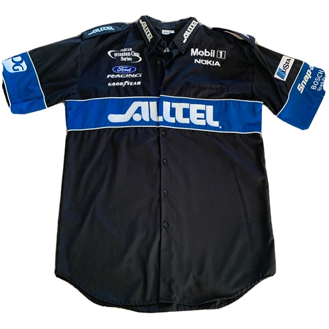 Vtg NASCAR Ryan Newman Simpson Alltel Pit Crew Shirt L Ford Winston Cup 90s Cover