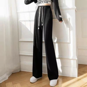 Women's High Waist Thin Sag Slimming Solid Color Casual Straight Pants - Picture 1 of 8