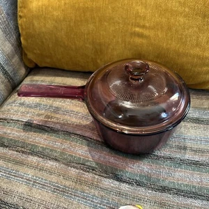 Corning Visions Cranberry Purple 1L Non Stick Teflon Sauce Pan with Lid USA - Picture 1 of 5