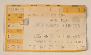 Dodgers Pirates MLB Baseball Ticket Stub Bob Patterson Ruskin Save 5/29/1990 - Picture 1 of 2