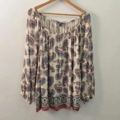 Blusa Chaps Mujer 3X Algodón Viscosa Paisley Azul Rojo Foto 1 de 4