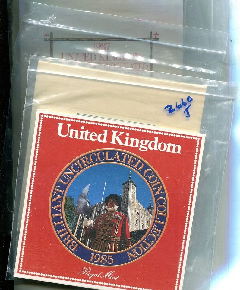 1985 1986 1987 GREAT BRITAIN 7 COIN GEM BU SET ORGINAL LOT - Image 1 of 1