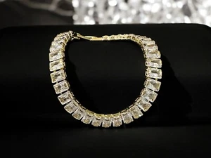 Pulsera Tenis Mujer Chapada en Oro 14k Circonita Cúbica Corte Baguette 7” Largo - Imagen 1 de 14