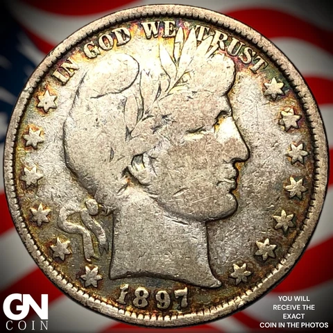 1897 P Barber Half Dollar  Q7268 Cover