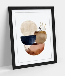 BOHO MINIMALIST SHAPES HOME BEDROOM DECOR FRAMED WALL ART POSTER PRINT 4 SIZES - Picture 1 of 10