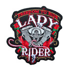 LADY RIDER FREEDOM TO RIDE RED ROSES LADY BIKERS VEST JACKET IRON ON PATCH