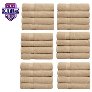 Wholesale Bulk Lot Beige Luxury Bath Towels Set Combed Cotton 27x54 Inch 500 GSM - Picture 1 of 4