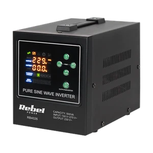 Zasilacz Przetwornik awaryjny Rebel POWER-500-LFP4 12V 230V 500VA/300W - Zdjęcie 1 z 12