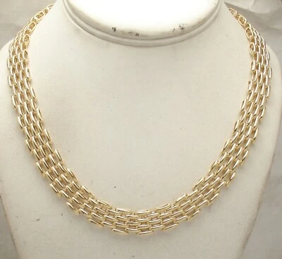 Technibond 4 行豹链项链 14K 镀黄金银色 — 第 1/4 张图片