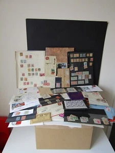 LARGE BOX FULL OF EX AUCTION LOTS, COVERS, COLLECTIONS/ALBUM PAGES, SHEETS ETC - Picture 1 of 6
