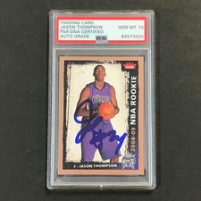 2008-09 FLEER #212 Jason Thompson Signed Card AUTO 10 PSA Slabbed RC Kings