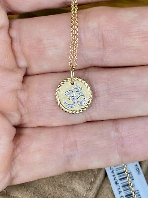 "Collar colgante David Yurman oro 18 quilates Om diamantes 16-18"" nuevo con etiquetas cable coleccionables" Foto 1 de 4