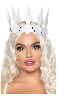 Corona de fiesta Leg Avenue blanca de imitación de cuero con púas talla única para adulto Foto 1 de 2