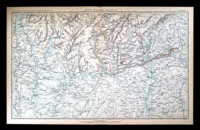 Civil War Map Alabama Montgomery Tuscaloosa Selma Columbus Atlanta Georgia AL GA - Image 1 of 4