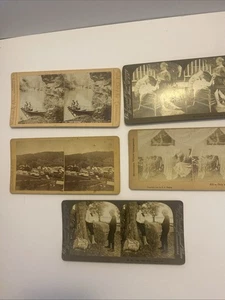 stereoscope cards lot Of  5 Assorted Themes - Picture 1 of 11