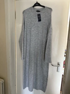 Marks And Spencer Knitted Grey Dress Size Large New With Tags - Picture 1 of 2