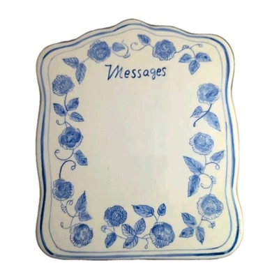 BELLA CASA BY GANZ CERAMIC COBALT BYE ROSES DRY ERASABLE MESSAGE BOARD PRELOVED - Image 1 of 4