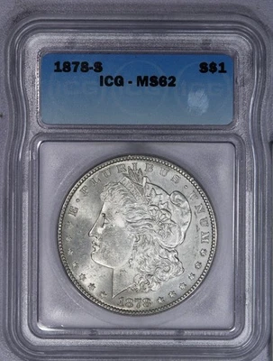 1878-S Morgan Silver Dollar $1 PCGS MS62 - Image 1 of 4