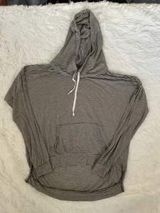 Brandy Melville Women's Black and White Stripped Hoodie Pockets OS - Picture 1 of 6