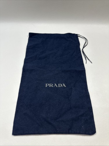 Prada Sacchetto Antipolvere 8 5” x 14 5” Blu Navy Panno Accessorio Scarpe Sacchetto con Coulisse