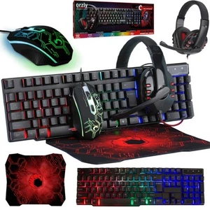 Gaming Keyboard and Mouse and Mouse pad and Gaming Headset, Wired LED RGB - Picture 1 of 1