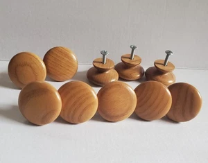 10 Wooden Drawer Pulls Round Dresser Cabinet Knob Hardware Natural - Picture 1 of 14