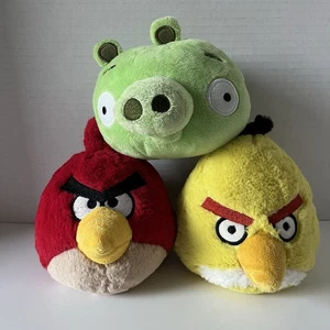 Angry Birds Plush Stuffed Animal Red Yellow Pig Birds Lot Of 3 Common Wealth 6” - Picture 1 of 10
