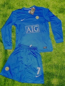 Ronaldo #7 Manchester United 2008-2009 Retro Away Trikot Kinder Langarm Set - Bild 1 von 8