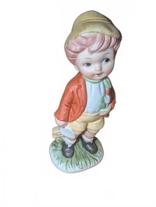 Charming Vintage Boy Figurine with Flowers - Picture 1 of 2