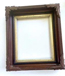 Antique Picture Frame Carved Walnut Birds? Butterflies? 8" x 10" square nails - Picture 1 of 6
